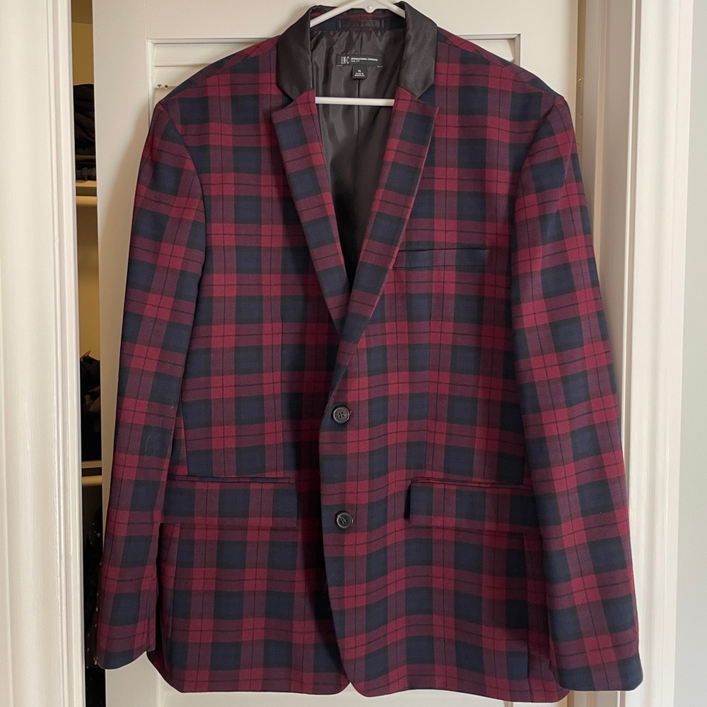 Men’s INC Plaid Blazer XL